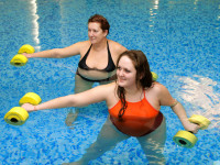 Two woman training in water