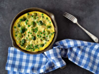 57719544 - frittata with cheese, green peas and brussels sprouts